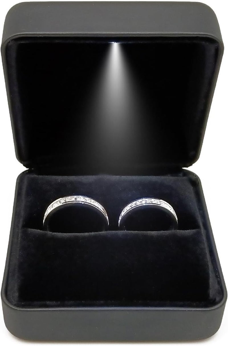 Omeet Big Size Metal Glossy LED Jewelry Gift Box Ring Jewelry Exhibition - Suitable for a pair of rings - Image 1