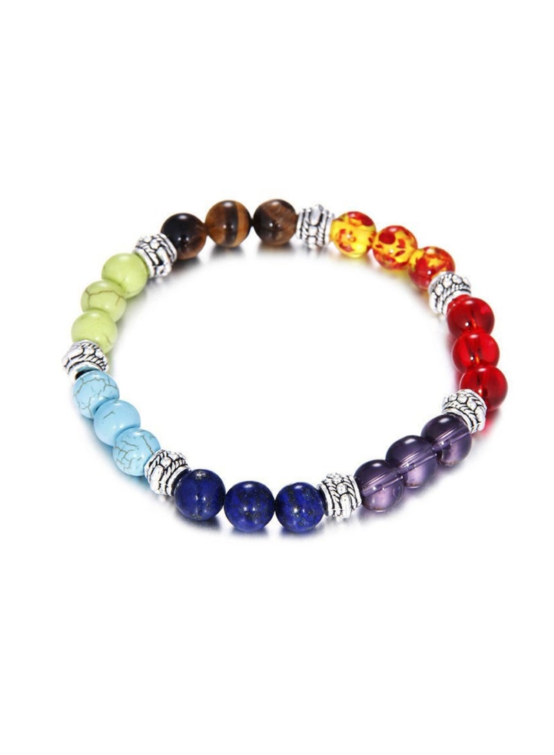 سوار شفاء من الخرز متعدد الألوان مع أحجار حقيقية للرجال والنساء - Image 1
