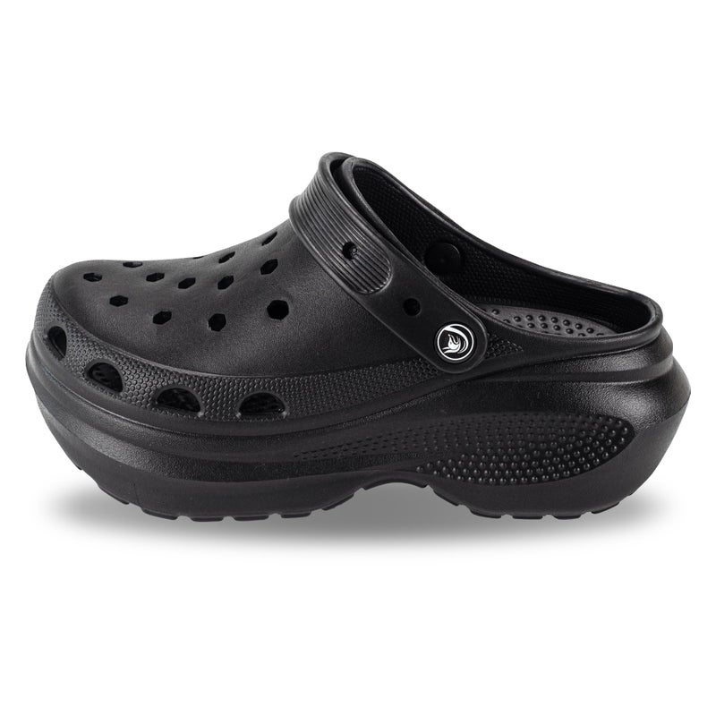 PIMIO Women's Platform Clog, Non-Slip Slip-On Garden Shoes with Arch Support Removable Cushion Footbed Comfortable Beach Outdoor Sandal Slippers for Women All-Black - Image 2