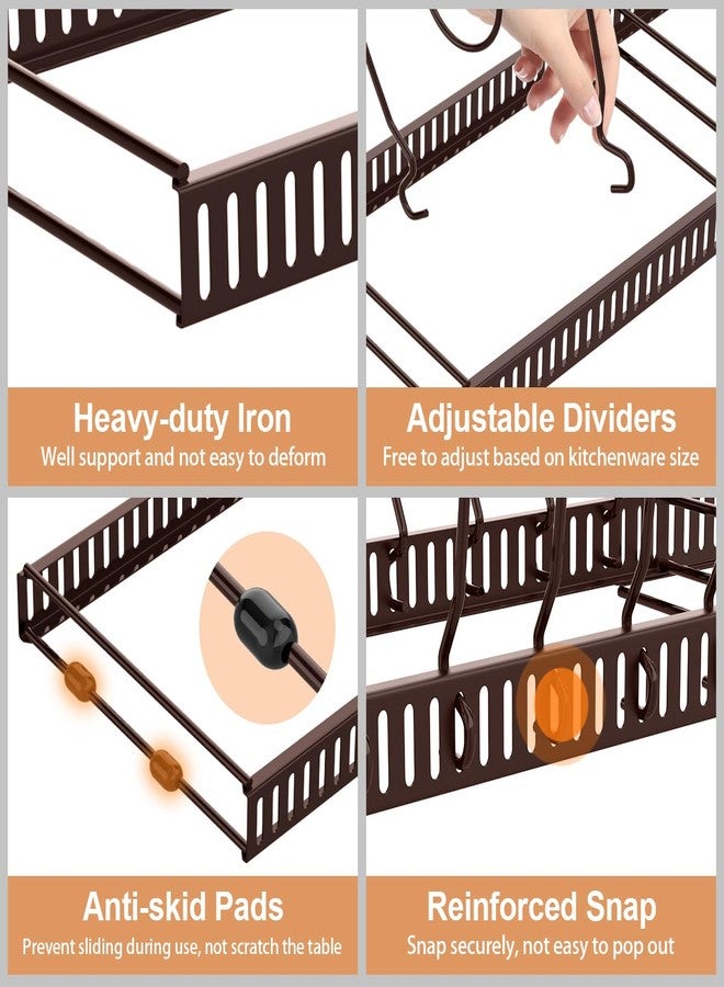 Housolution Pan and pot storage, lid storage for kitchen drawer with 14 adjustable compartments, pot holder for pans, pots, lids, bronze - Image 3