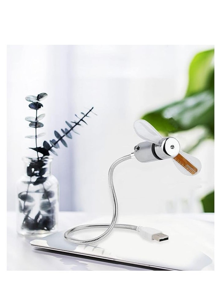 Generic - New USB LED Clock Fan with Temperature Mobile USB Real Time Fan Fahrenheit and Celsius Display Portable Cooling Mini USB Quiet Gooseneck Fan - Image 1