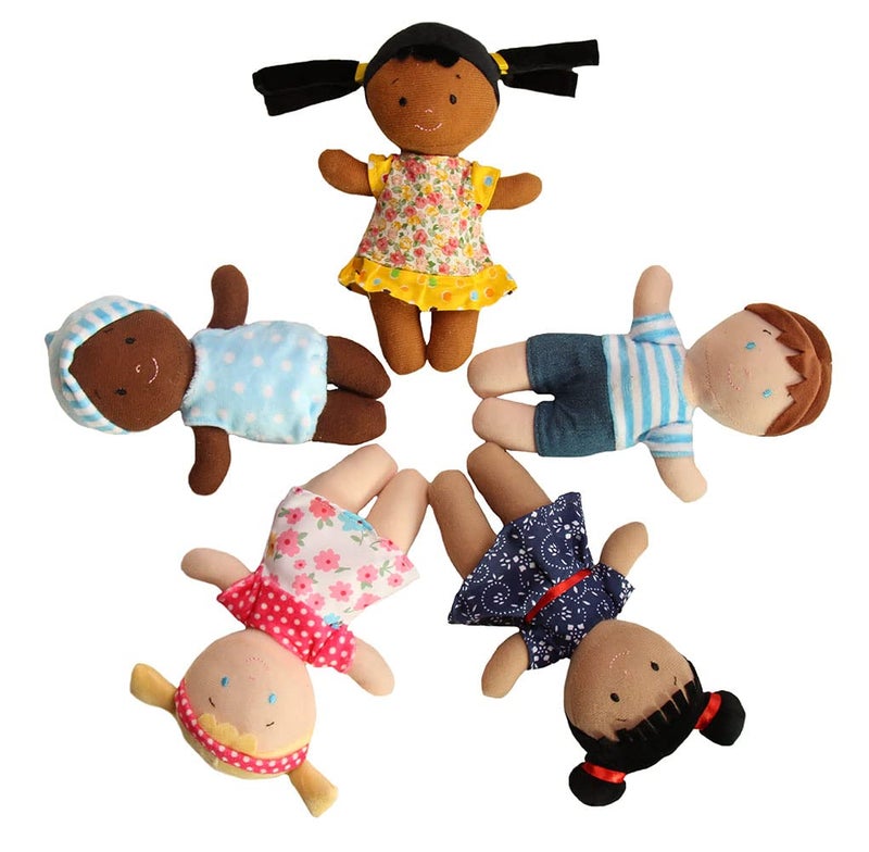 Snuggle Stuffs Basket of Buddies Plush Diversity Multicultural Ethnic Dolls | Diversity Toys for Toddlers | Soft Multicultural Dolls for Preschool Classroom, Daycare or at Home | Set of 5-8" - Image 5