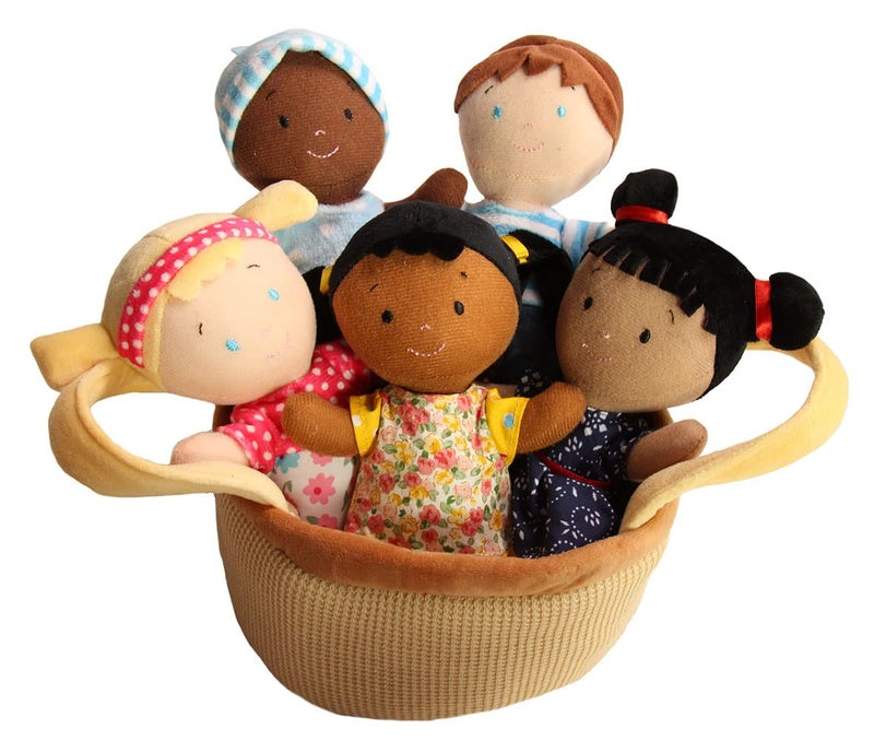 Snuggle Stuffs Basket of Buddies Plush Diversity Multicultural Ethnic Dolls | Diversity Toys for Toddlers | Soft Multicultural Dolls for Preschool Classroom, Daycare or at Home | Set of 5-8" - Image 1