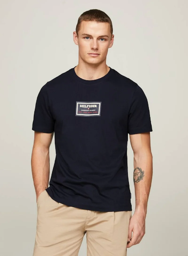 TOMMY HILFIGER Men's Logo Print Jersey T-Shirt -  Pure cotton jersey, Blue