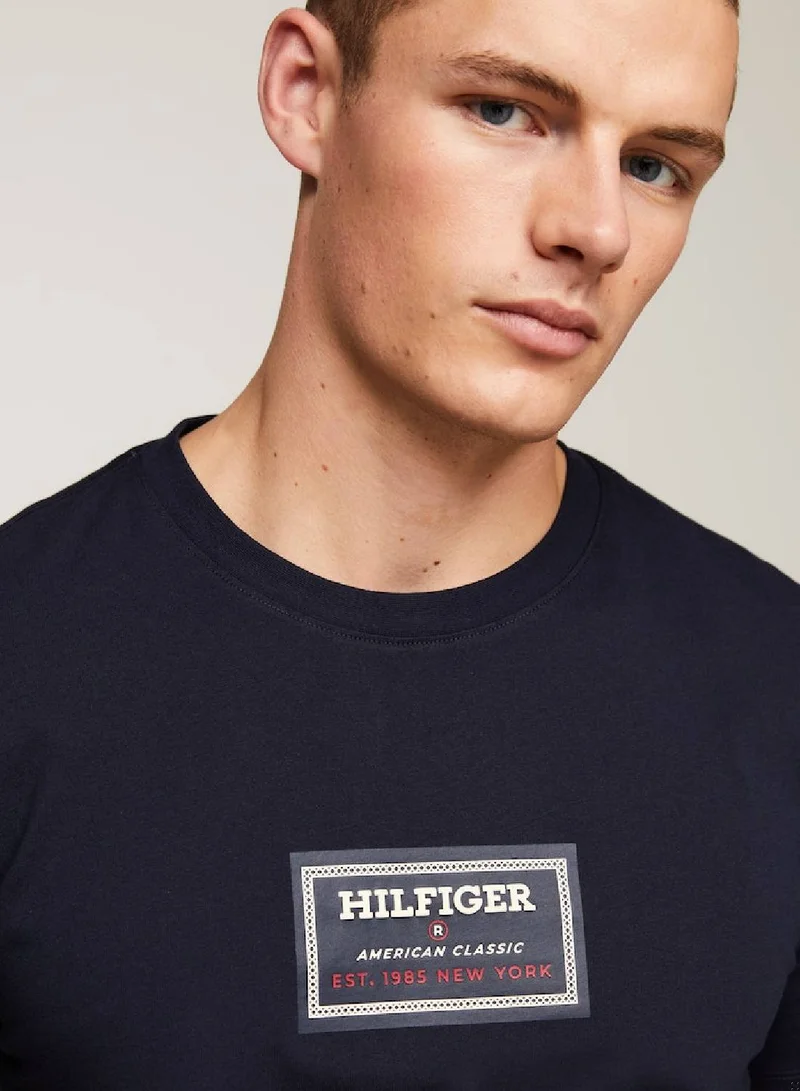 TOMMY HILFIGER Men's Logo Print Jersey T-Shirt -  Pure cotton jersey, Blue