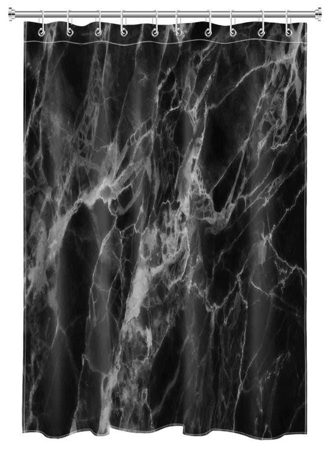 LB Black Marble Shower Curtain Abstract Modern Natural Black Grey Marble Bathroom Curtain 60x72 inch Waterproof Polyester Fabric Bath Curtain Hooks Included - Image 3