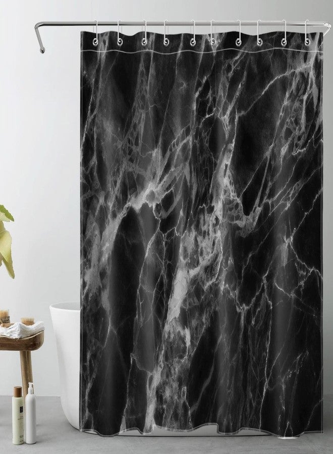 LB Black Marble Shower Curtain Abstract Modern Natural Black Grey Marble Bathroom Curtain 60x72 inch Waterproof Polyester Fabric Bath Curtain Hooks Included - Image 1