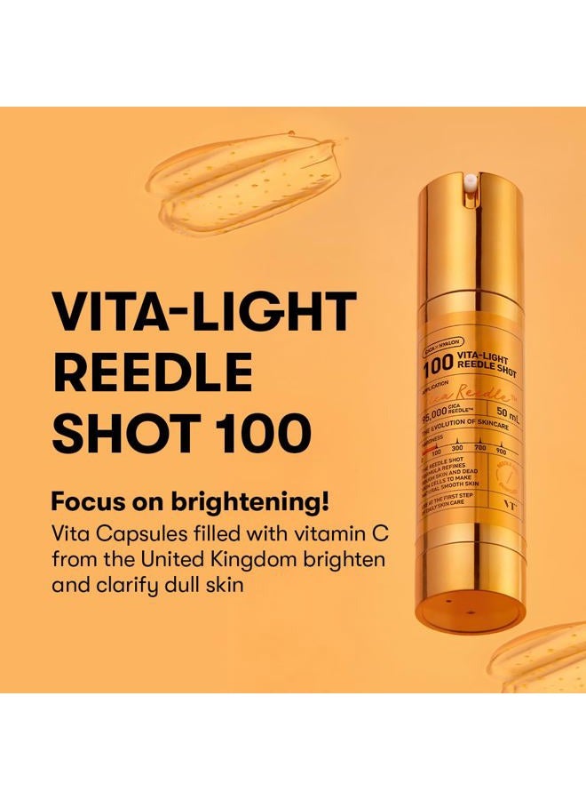 VT Cosmetics Vita-Light Reedle Shot 100, Serum with Vitamin C Capsules, Vitamin E, Hydrating Care, Korean Skincare for Sensitive Skin 1.69Fl Oz(50ml) - Image 2