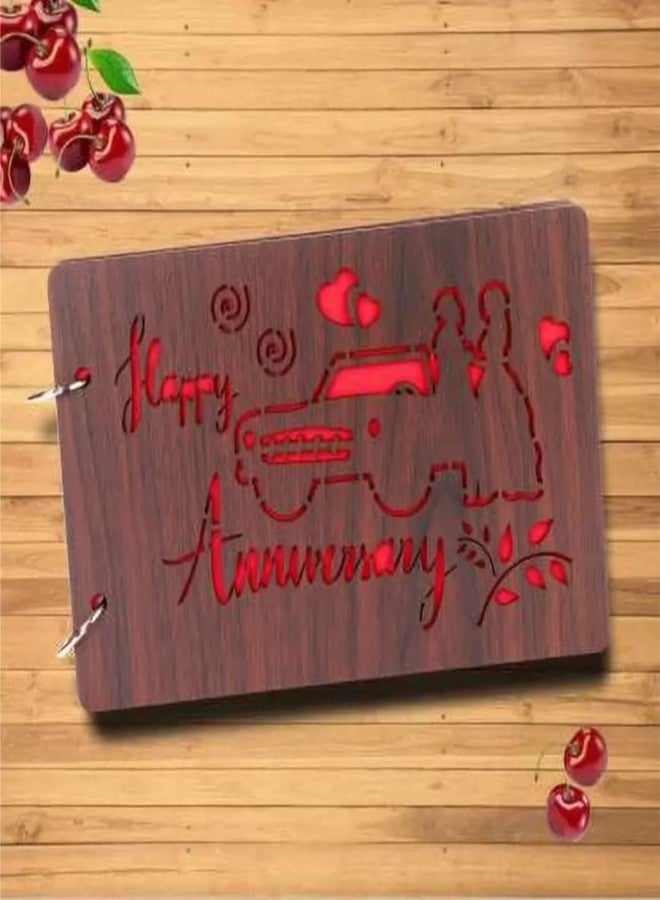 WallDaddy- Scrapbook Crafts (Happy Anniversary) Scrap Book | Wooden Photo Album | 40 Black Color Paper Size "22 X 16 cm" "Wooden Photo Book (Photo Size Supported : 8x6 inch) - Image 3