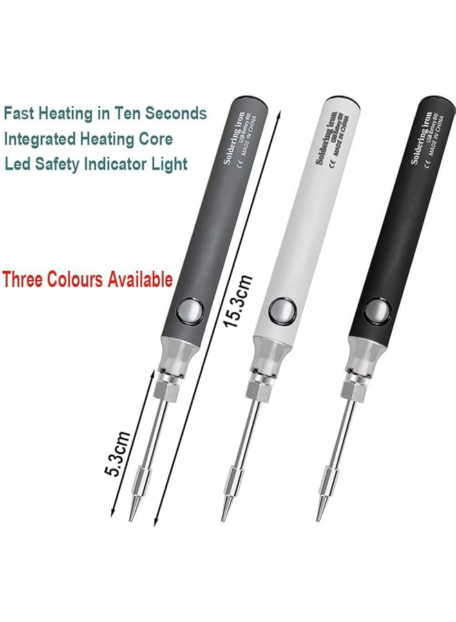 erorex Soldering Iron Kit 8W Welding Tools With Adjustable Temperature 330 To 450℃ Wireless Electric Soldering Iron Usb Charging Cable Soldering Stand 3Pcs Tips For Soldering And Repair Black - Image 5