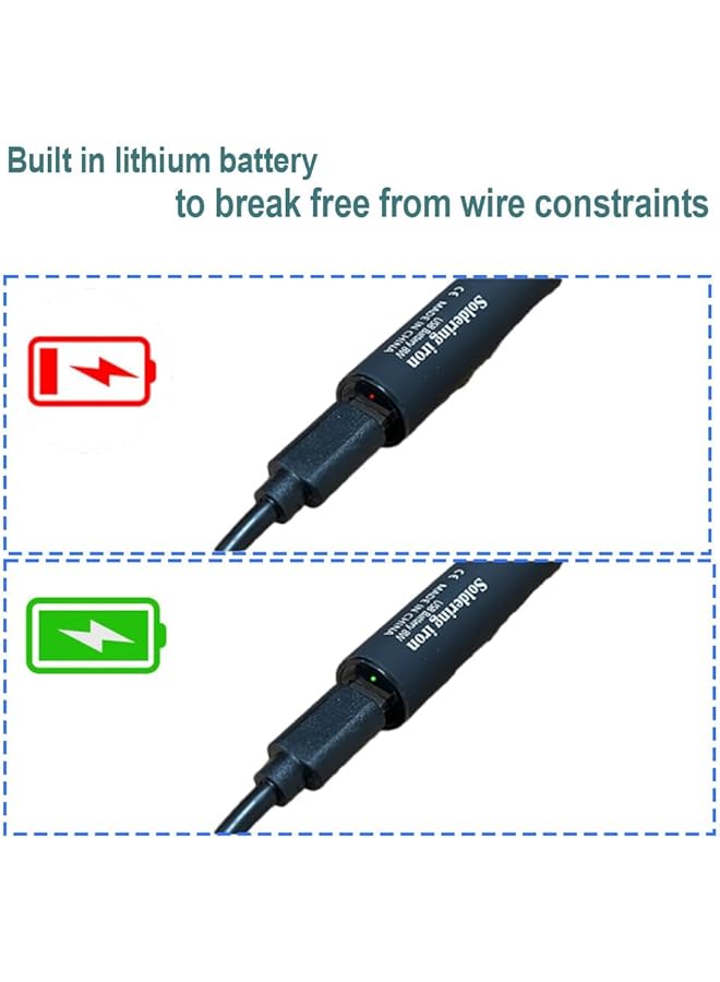 erorex Soldering Iron Kit 8W Welding Tools With Adjustable Temperature 330 To 450℃ Wireless Electric Soldering Iron Usb Charging Cable Soldering Stand 3Pcs Tips For Soldering And Repair Black - Image 3