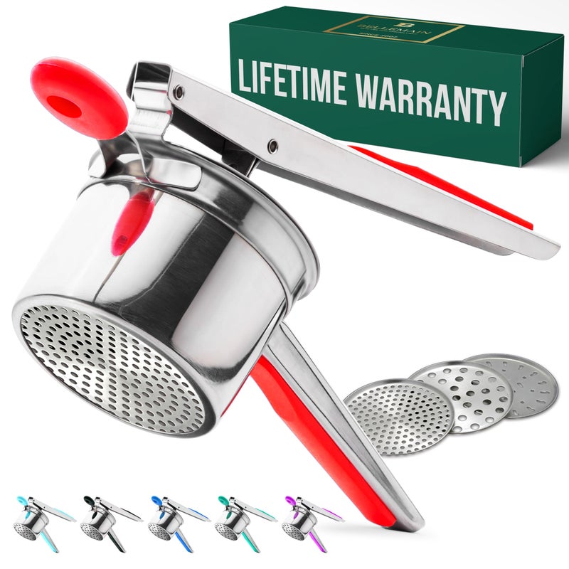 Bellemain 15 oz Large Potato Ricer | Heavy-Duty Stainless Steel Potato Ricer & Masher | Perfect for Mashed Potatoes | Kitchen Tool with 3 Interchangeable Discs - Image 1