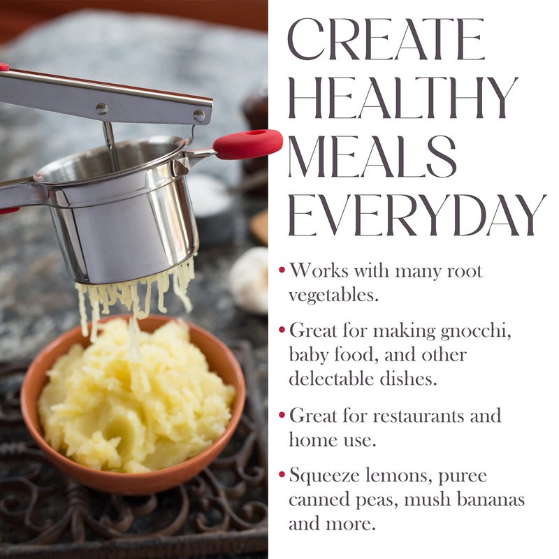 Bellemain 15 oz Large Potato Ricer | Heavy-Duty Stainless Steel Potato Ricer & Masher | Perfect for Mashed Potatoes | Kitchen Tool with 3 Interchangeable Discs - Image 2