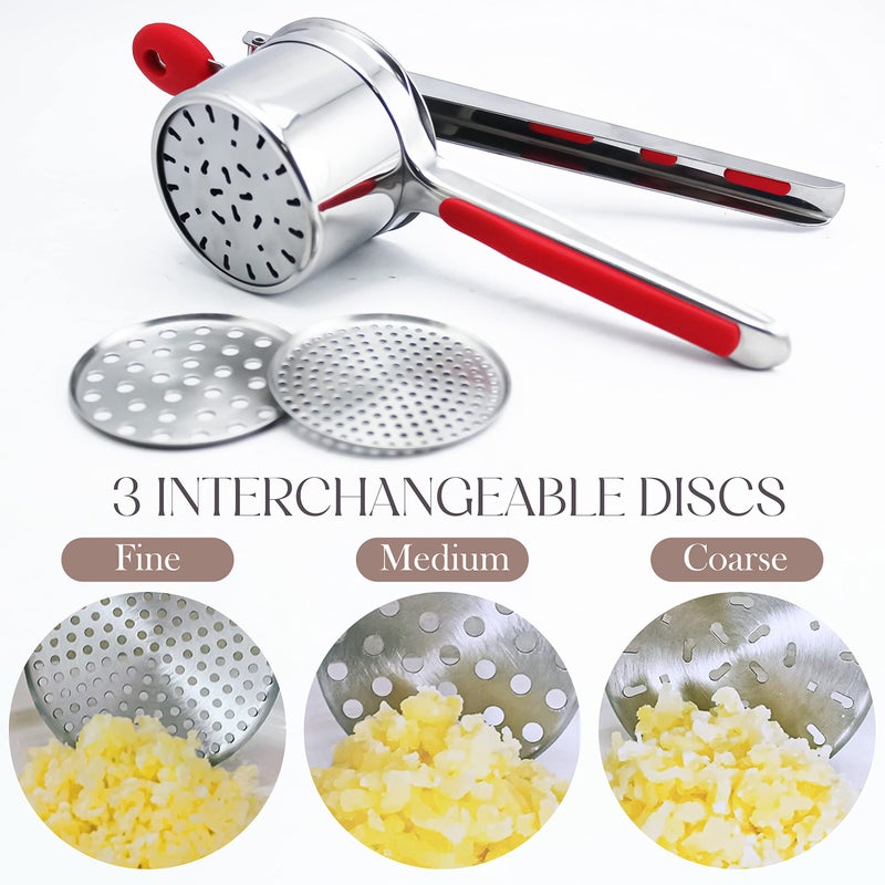 Bellemain 15 oz Large Potato Ricer | Heavy-Duty Stainless Steel Potato Ricer & Masher | Perfect for Mashed Potatoes | Kitchen Tool with 3 Interchangeable Discs - Image 4