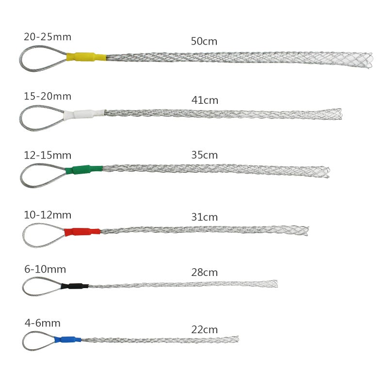 VGongTech Cable Pulling Grip Sock Kit Galvanizing Steel Antislip Pipe Cable Wire Pulling Grips Lassos Set Flexible Eye Mesh Rope Red - Image 3