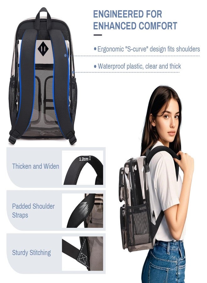 ASKSKY Clear Backpack Heavy Duty, Clear Bookbag for School, Black Semitransparent - Image 5