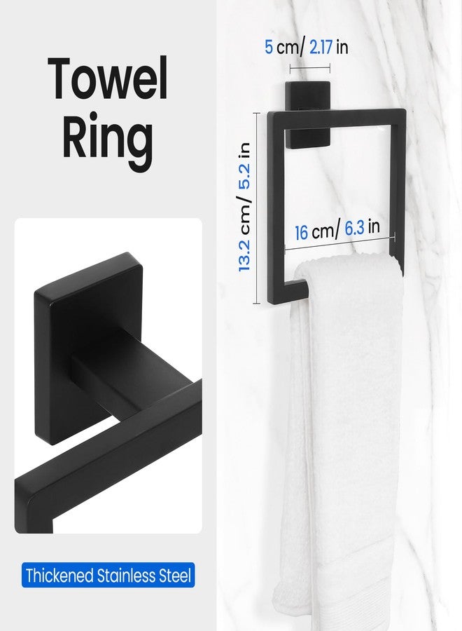 FAHKNS 10 PCS Bathroom Hardware Accessories Set 23.6 Inch Stainless Steel Bath Towel Bar Set Square Towel Ring Set for Bathroom Wall Mounted, Black - Image 3