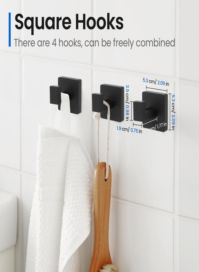 FAHKNS 10 PCS Bathroom Hardware Accessories Set 23.6 Inch Stainless Steel Bath Towel Bar Set Square Towel Ring Set for Bathroom Wall Mounted, Black - Image 5