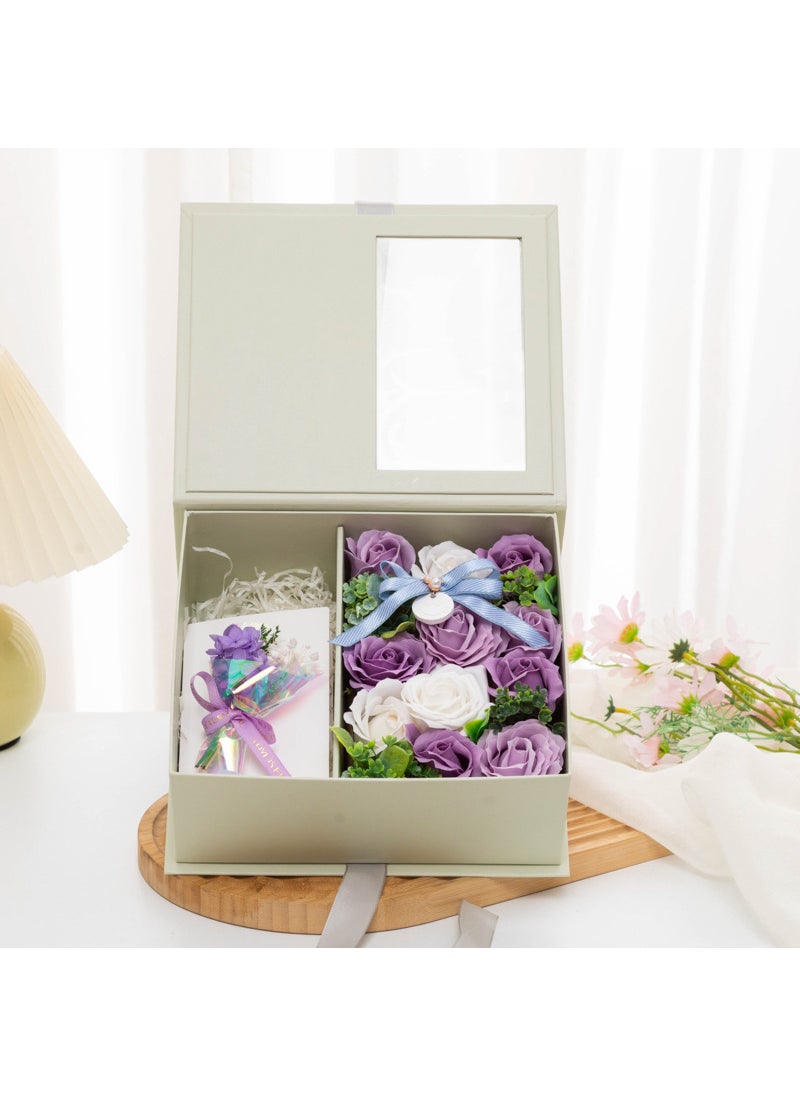 Generic Valentines Soap Flower Gift Box Card Purple 