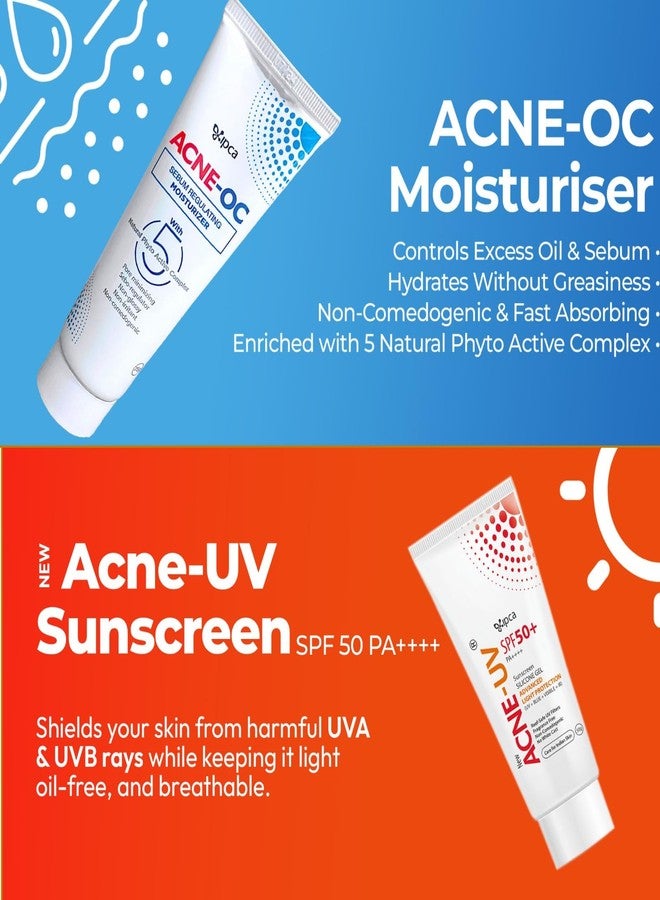 IPCA New Acne-UV Sunscreen SPF50 + ACNE-OC Moisturiser | 50g + 75g (Pack of 2) | Non-Comedogenic, UVA/UVB Protection, Sebum Control, Hydrating Skincare for Oily & Acne-Prone Skin | Oil Free Moisturiser & Sunscreen SPF 50 PA+++ - Image 4