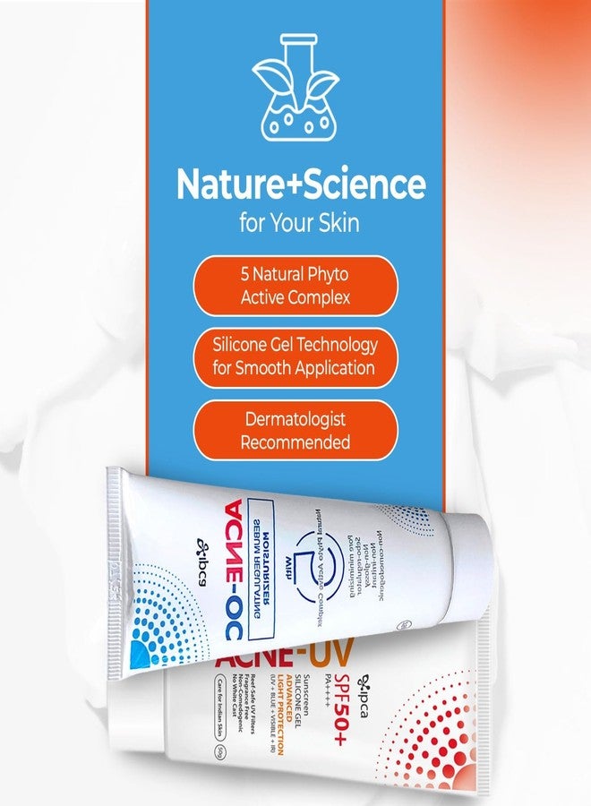 IPCA New Acne-UV Sunscreen SPF50 + ACNE-OC Moisturiser | 50g + 75g (Pack of 2) | Non-Comedogenic, UVA/UVB Protection, Sebum Control, Hydrating Skincare for Oily & Acne-Prone Skin | Oil Free Moisturiser & Sunscreen SPF 50 PA+++ - Image 3