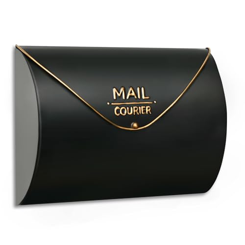 ZSHAWN Outdoor Wall Mount Mailbox, 13 x 3.24 x 10.3 inch Black Waterproof Mail Box, Heavy Duty Wall-Mounted Mailboxes for Home, Envelopes, Magazines & Small Packages - Image 1