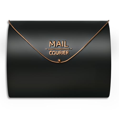 ZSHAWN Outdoor Wall Mount Mailbox, 13 x 3.24 x 10.3 inch Black Waterproof Mail Box, Heavy Duty Wall-Mounted Mailboxes for Home, Envelopes, Magazines & Small Packages - Image 2