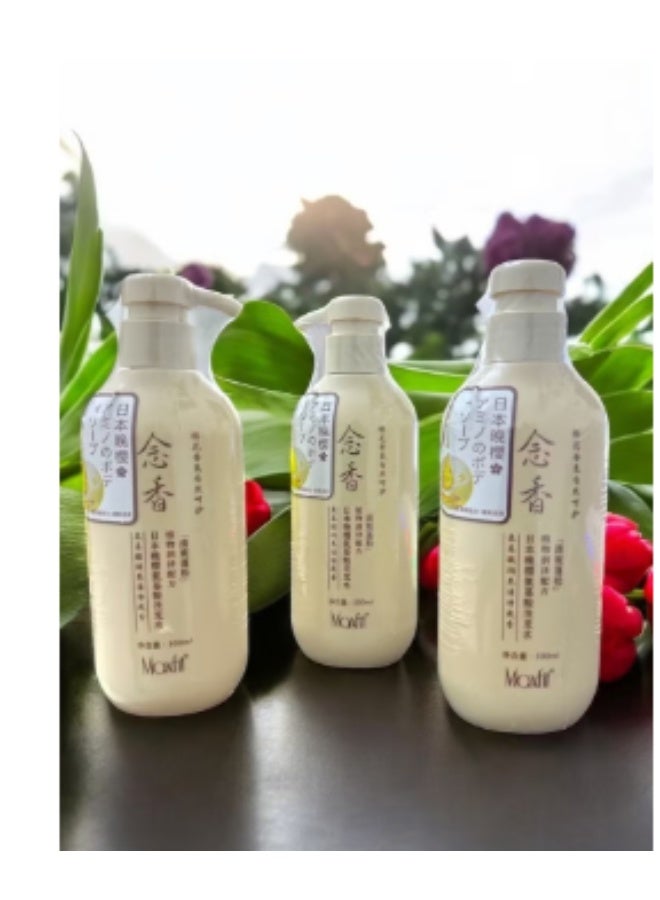MAX FIT Japanese Sakura shampoo 3PES (original) for hair growth, preventing hair loss and removing dandruff, lotion to moisturize and soften and skin glasses 300 ml - Image 1