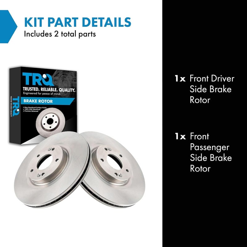 TRQ Front Brake Rotor Set Vented Compatible with 2007-2012 Hyundai Veracruz - Image 2