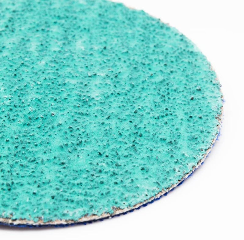 Benchmark Abrasives 3 Inch Sanding Discs Quick Change Green Zirconia, Male R Type Backing - Drill & Die Grinder Sanding Disc for Deburring Polishing Rust Remover for Metal (25 Pack) - 24 Grit - Image 2