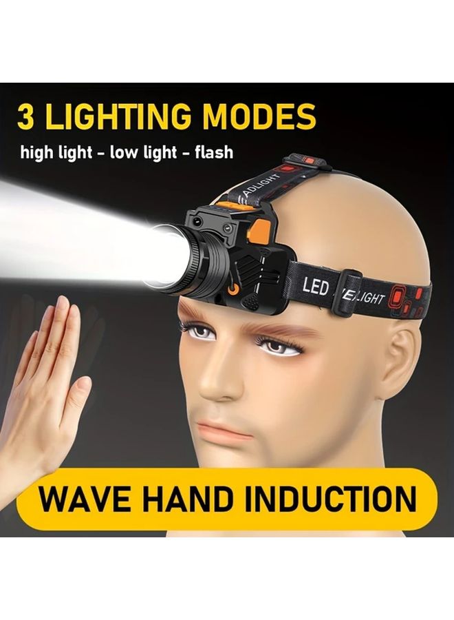 Motion Sensor Emergency Lamp USB Rechargeable Headlamp 3 Modes For Outdoor - Image 3