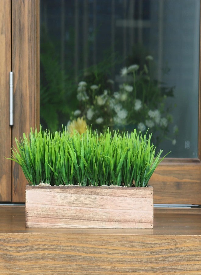 COTSEN 11 Inch Artificial Green Grass Plant Fake Potted Plant Rectangular Wooden Planter Box are Suitable for Family Office Wedding Store Indoor Outdoor Decor - Image 4