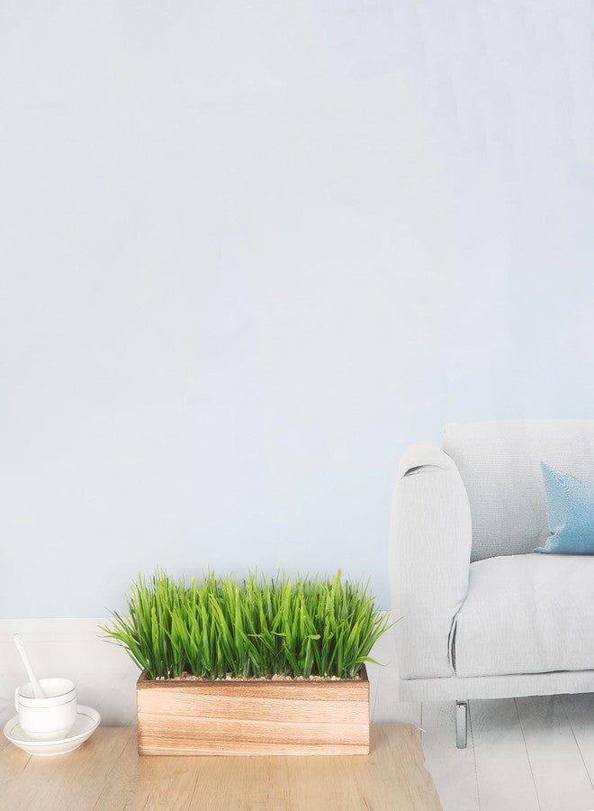 COTSEN 11 Inch Artificial Green Grass Plant Fake Potted Plant Rectangular Wooden Planter Box are Suitable for Family Office Wedding Store Indoor Outdoor Decor - Image 3