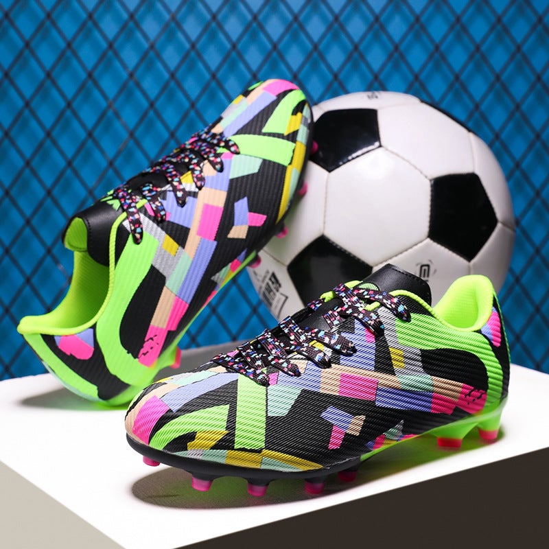 Low-Top Football Shoes Tf Broken Nails Artificial Lawn Ag Nail Leather Feet Boys And Girls Children Teenagers Students Training Shoes - Image 3