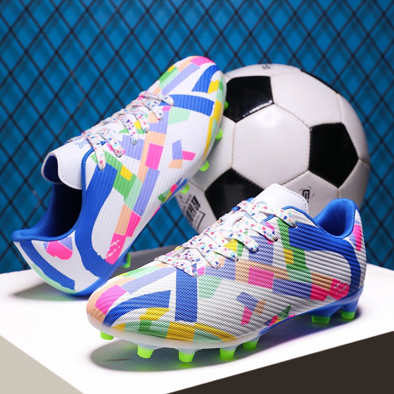 Low-Top Football Shoes Tf Broken Nails Artificial Lawn Ag Nail Leather Feet Boys And Girls Children Teenagers Students Training Shoes - Image 2