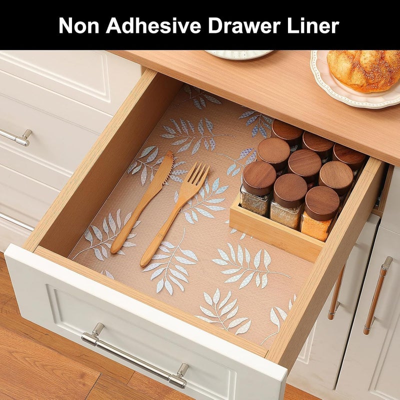Porslin Kitchen Drawers Mat Liners, 45cm x 5m Roll, Non-Slip, Waterproof, Washable, BPA-Free, Durable EVA for Shelves, Cupboards, Drawers, Fridge Mats, Wardrobe, Food Safe (Pale Silver) - Image 5
