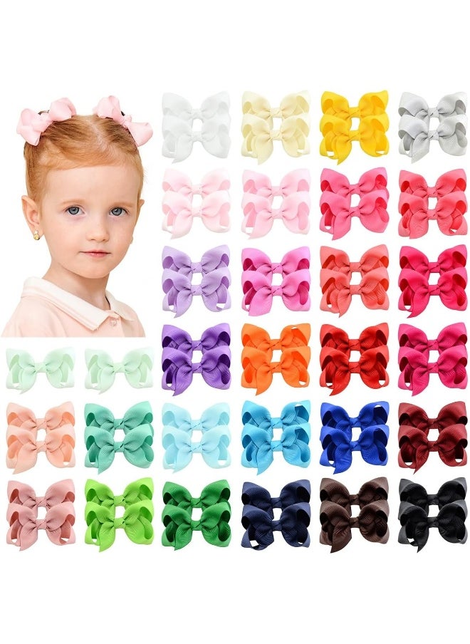 choicbaby 58pcs 3 Inches Grosgrain Ribbon Pinwheel Hair Bows Alligator Clips Hair Barrettes Accessories for Baby Girls Kids Toddlers Teens 29 Colors in Pairs  - Image 1