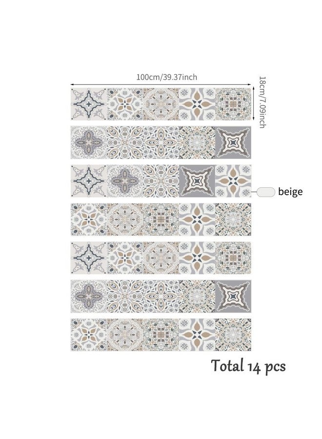 FUNLIFE 14 Strips Stair Riser Stickers Peel And Stick, Self Adhesive Vinyl Stair Risers Staircase Murals Decals Sticker Decor For Steps, 39.37"X7.09", Vintage Geometry - Image 2