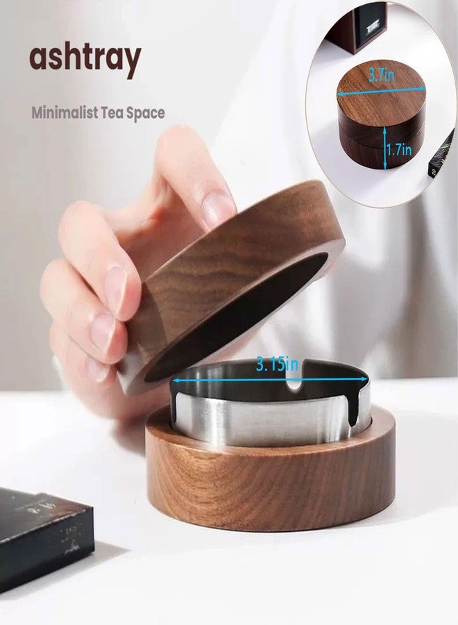 YiokJiar 2 Pack Wooden Ash Tray with Lid Outdoor Ashtray for Outside Patio Smokeless Ashtrays for Cigarettes with 3 Holder Smoking Accessories Home Décor Ashtrays (Silver, 3.7in x 3.7in x2in) - Image 5