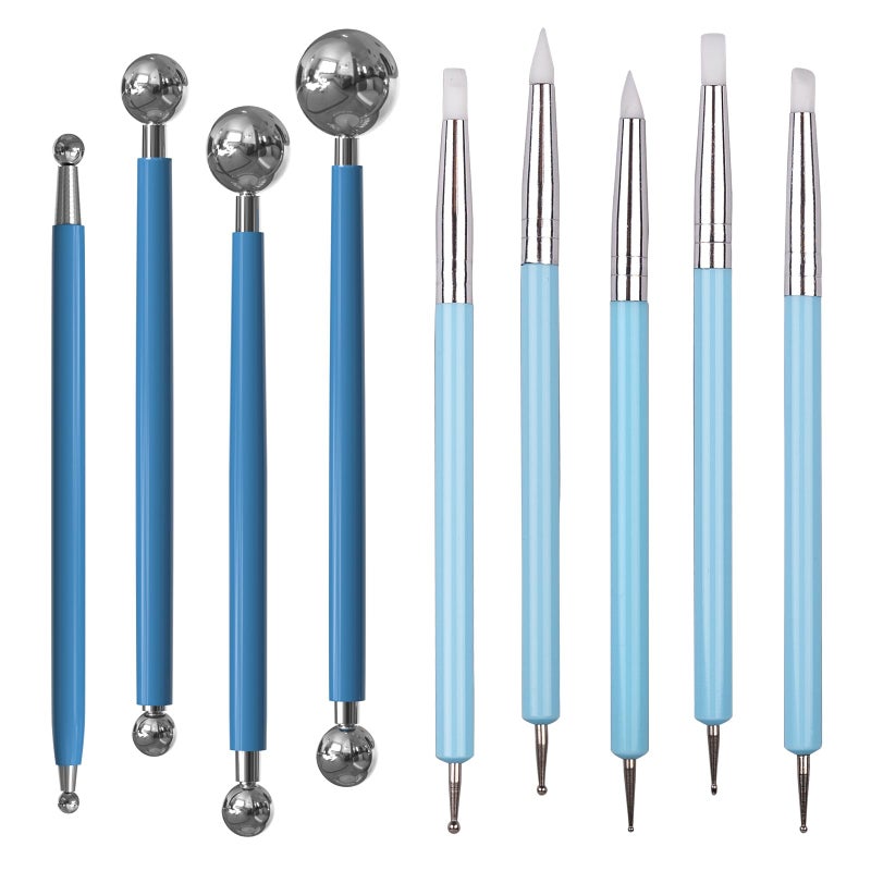 Dotting Tools Silicone Clay Sculpting Tool Ceramic Clay Ball Stylus Dot Painting Tools Pottery Embossing Tool for Rock Nail Blending Drawing Modeling