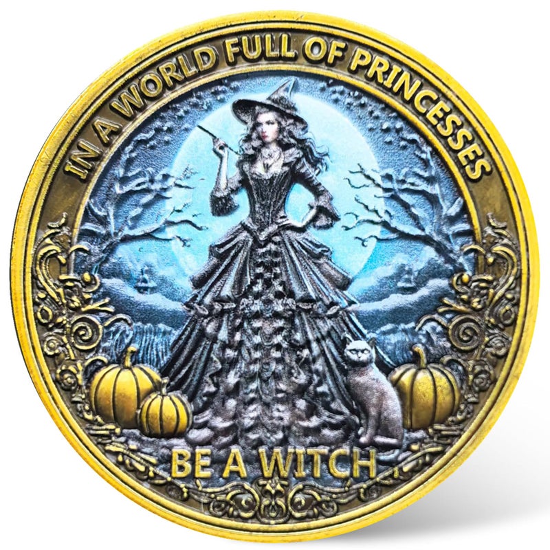 CYOUNG Empowering Witch Challenge Coin â€“ 1.57-inch Motivational Metal Coin with Inspiring Quote & Witch Design, Perfect for Gifting and Personal Reflection ï»¿ ï»¿ - Image 1
