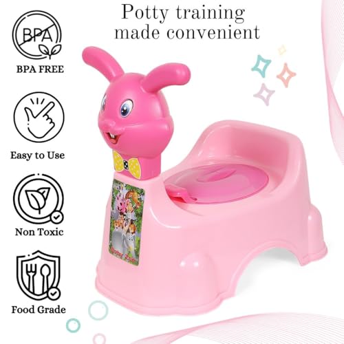 Zerya Rabbit Baby Potty Training Seat Chair for Kids- Infant Potty Toilet Chair with Removable Bowl & Closing Lid (Pink) - Image 4