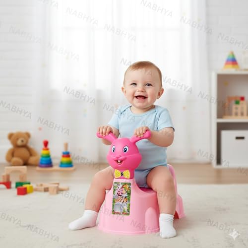 Zerya Rabbit Baby Potty Training Seat Chair for Kids- Infant Potty Toilet Chair with Removable Bowl & Closing Lid (Pink) - Image 2