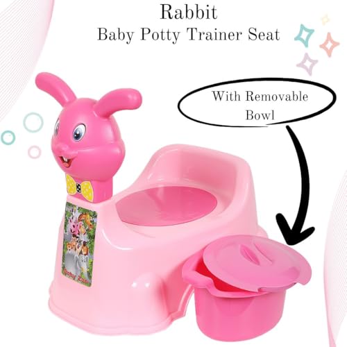 Zerya Rabbit Baby Potty Training Seat Chair for Kids- Infant Potty Toilet Chair with Removable Bowl & Closing Lid (Pink) - Image 3