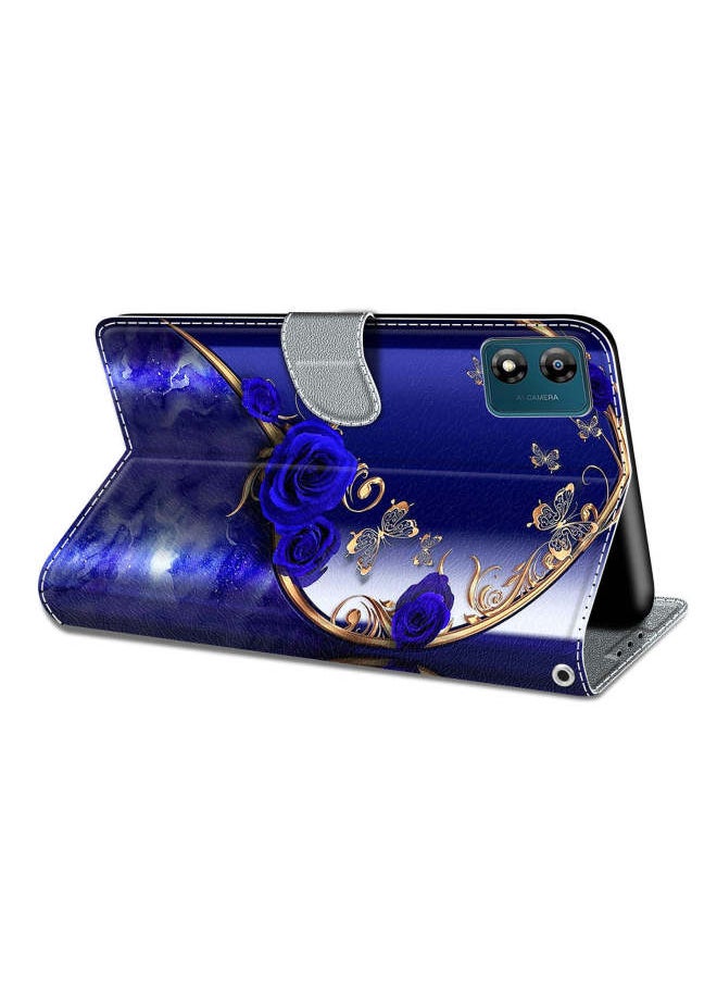 Generic - Voltage Painted Leather Case For Red Rice Note12pro Mobile Phone Case Flip Card Wallet For Xiaomi12T Protective Case-Color:White Cloud Blue Butterfly-Applicable Model:Redmi 9 Power/note9 4G - Image 1