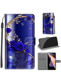 Generic Voltage Painted Leather Case For Red Rice Note12pro Mobile Phone Case Flip Card Wallet For Xiaomi12T Protective Case-Color:White Cloud Blue Butterfly-Applicable Model:Redmi 9 Power/note9 4G  - Image 2