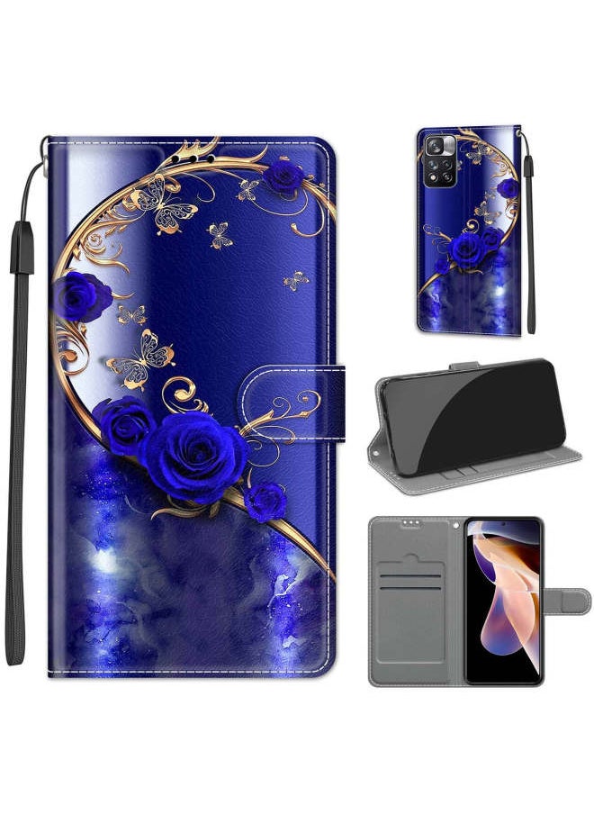 Generic - Voltage Painted Leather Case For Red Rice Note12pro Mobile Phone Case Flip Card Wallet For Xiaomi12T Protective Case-Color:White Cloud Blue Butterfly-Applicable Model:Redmi 9 Power/note9 4G - Image 1