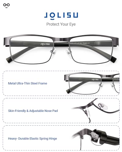 JOLISU 5PCS Reading Glasses Men - Blue Light Blocking Computer Metal Thin Frame Readers For Mens/Women（2.00） - Image 4