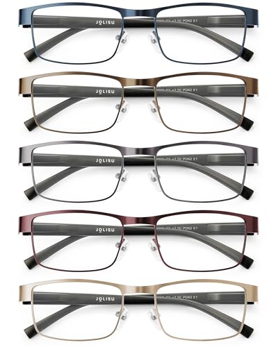 JOLISU 5PCS Reading Glasses Men - Blue Light Blocking Computer Metal Thin Frame Readers For Mens/Women（2.00） - Image 1
