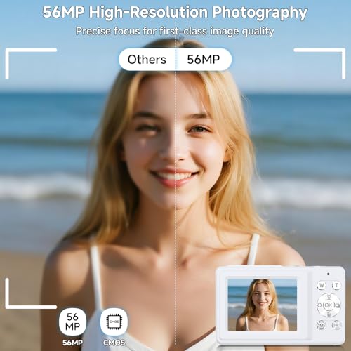 SMARTKLIK Digital Camera, 56MP 2.7K Dual-Screen Selfie Camera with 16X Zoom, 20 Filters & Anti-Shake, Portable Point and Shoot Digital Cameras with 32GB Card, Compact Travel Cameras for Beginners Teens Kids - Image 2